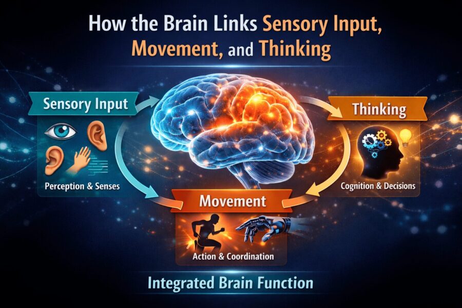 How the Brain Links Sensory Input, Movement, and Thinking